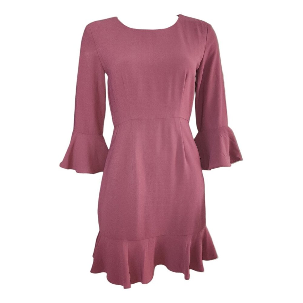 Everly Dress Womens Size S Small Wine Purple Ruffle Bell‎ Sleeve Feminine Cute